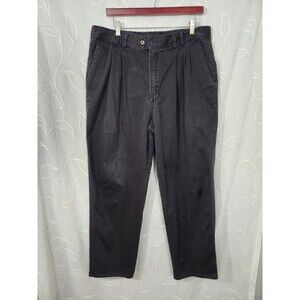 Vintage Bugle Boy Men’s Black Pleated Pants Size 36x30 Loose Fit 90s
